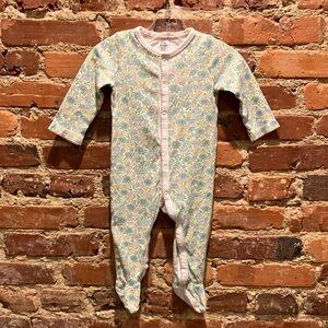 Baby Boden Floral Footie - Pink and Green